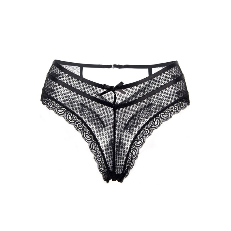 Tanga noir dentelle - Paris Hollywood