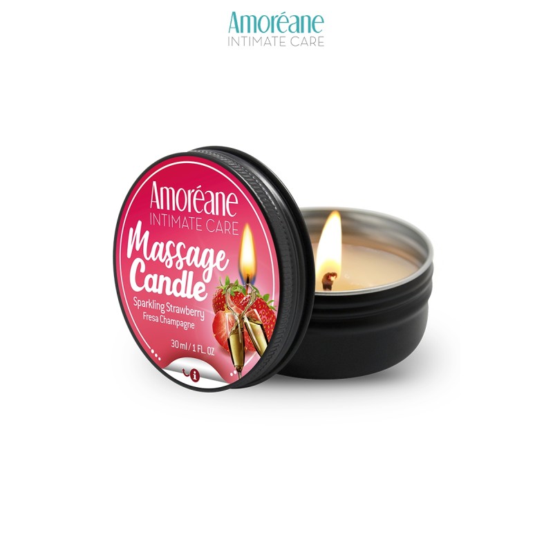 Bougie de massage vin petillant à la fraise - Amoreane Bougie de massage vin petillant à la fraise - Amoreane