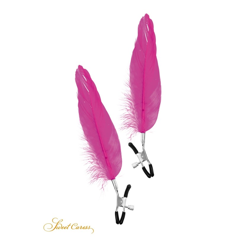 Pinces à seins plume fuchsia - Sweet Caress Pinces à seins plume fuchsia - Sweet Caress