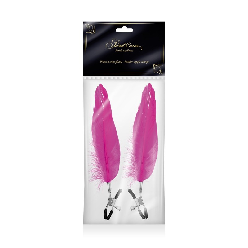 Pinces à seins plume fuchsia - Sweet Caress