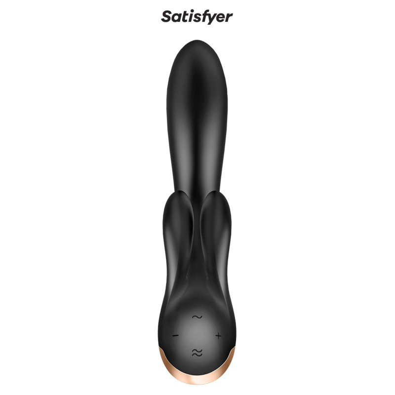 Vibro Rabbit connecté Double Flex noir - Satisfyer